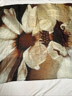 Chan Luu Brown and Cream Sunflower Print Silk Scarf!